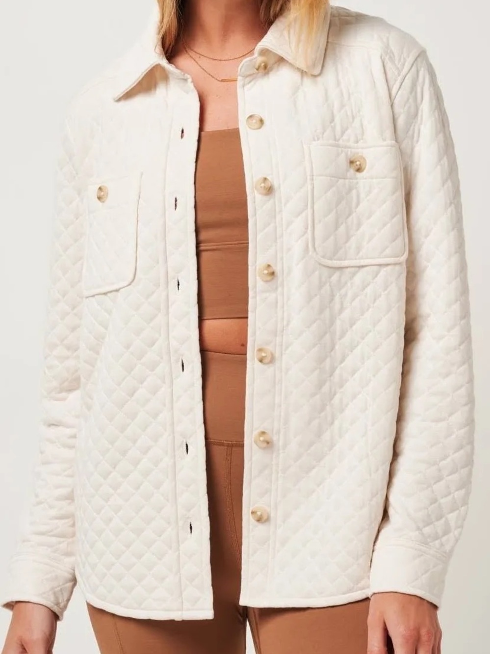 Travis Mathew Diamond Quilted Shacket Eggnog color Women’s size Medium